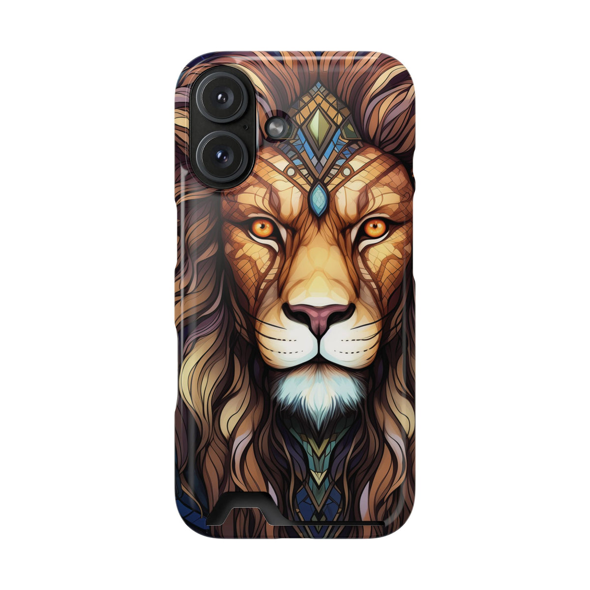Lion Mandala Phone Case with Card Holder — Protective Wallet Cover
