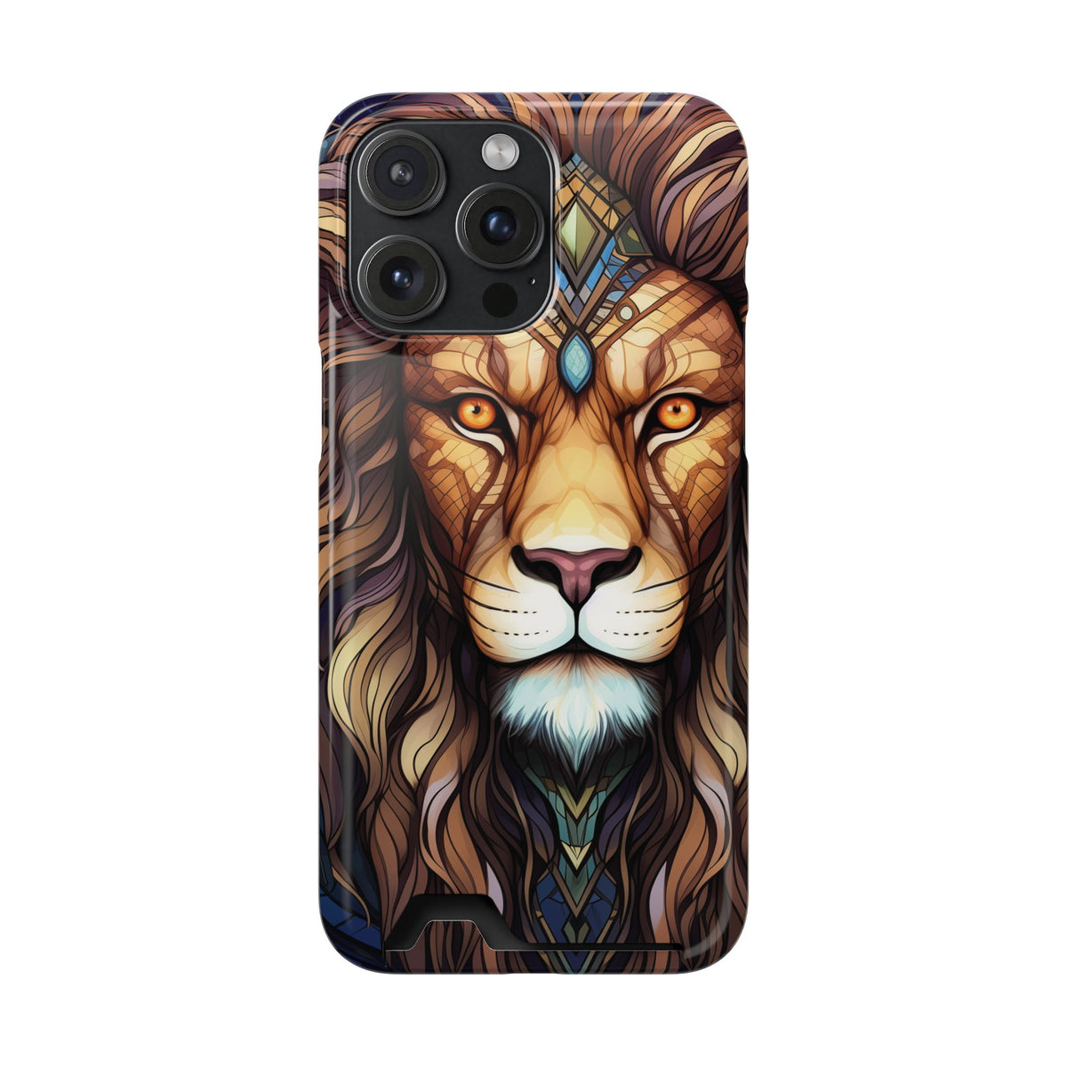 Lion Mandala Phone Case with Card Holder — Protective Wallet Cover
