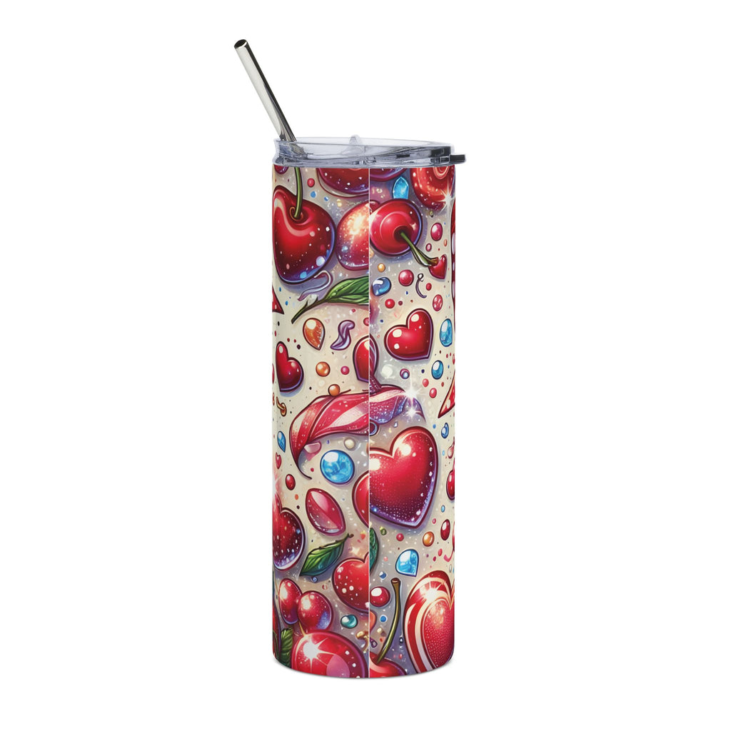Cherry Bow Pattern Tumbler | 20oz Stainless Steel Skinny Tumbler