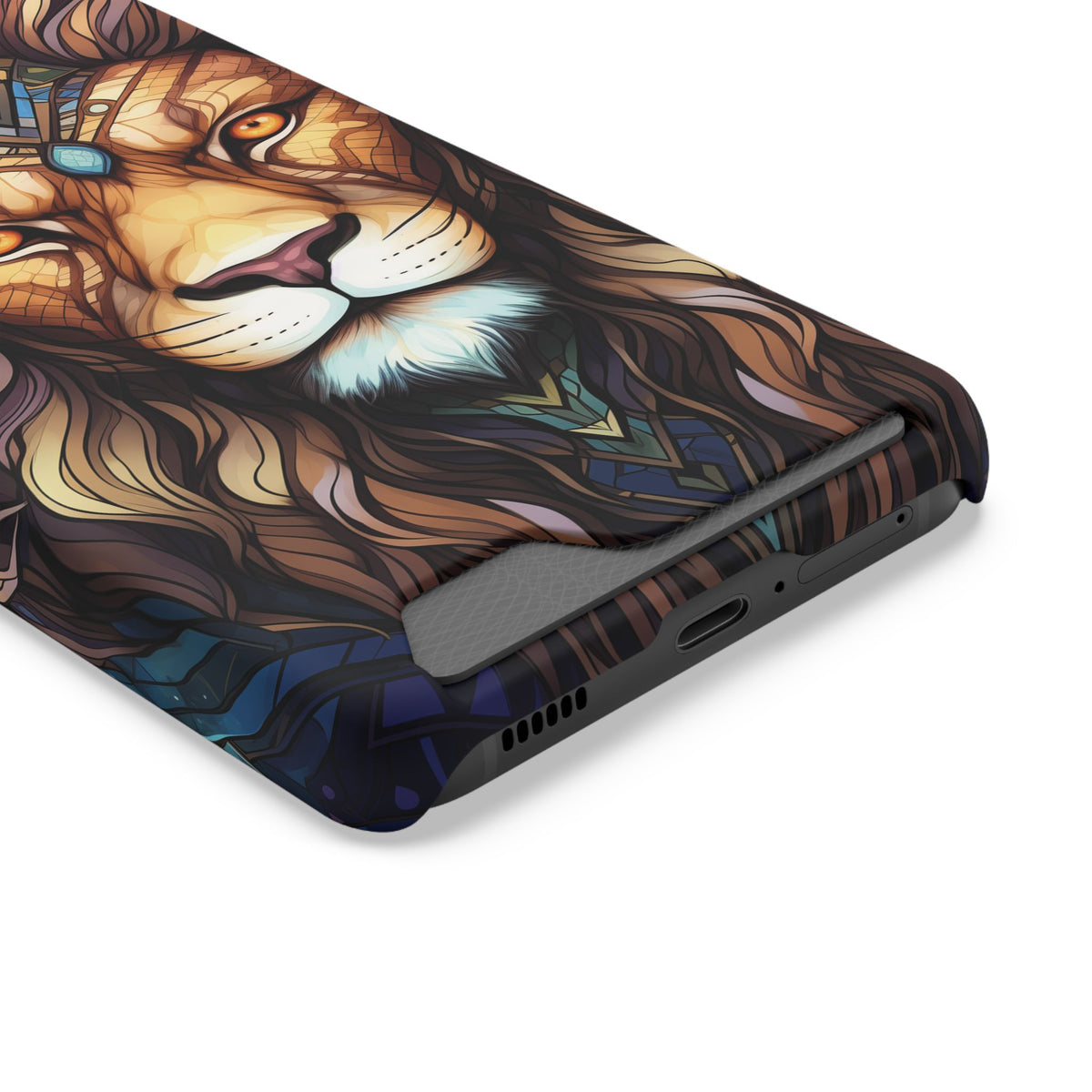 Lion Mandala Phone Case with Card Holder — Protective Wallet Cover