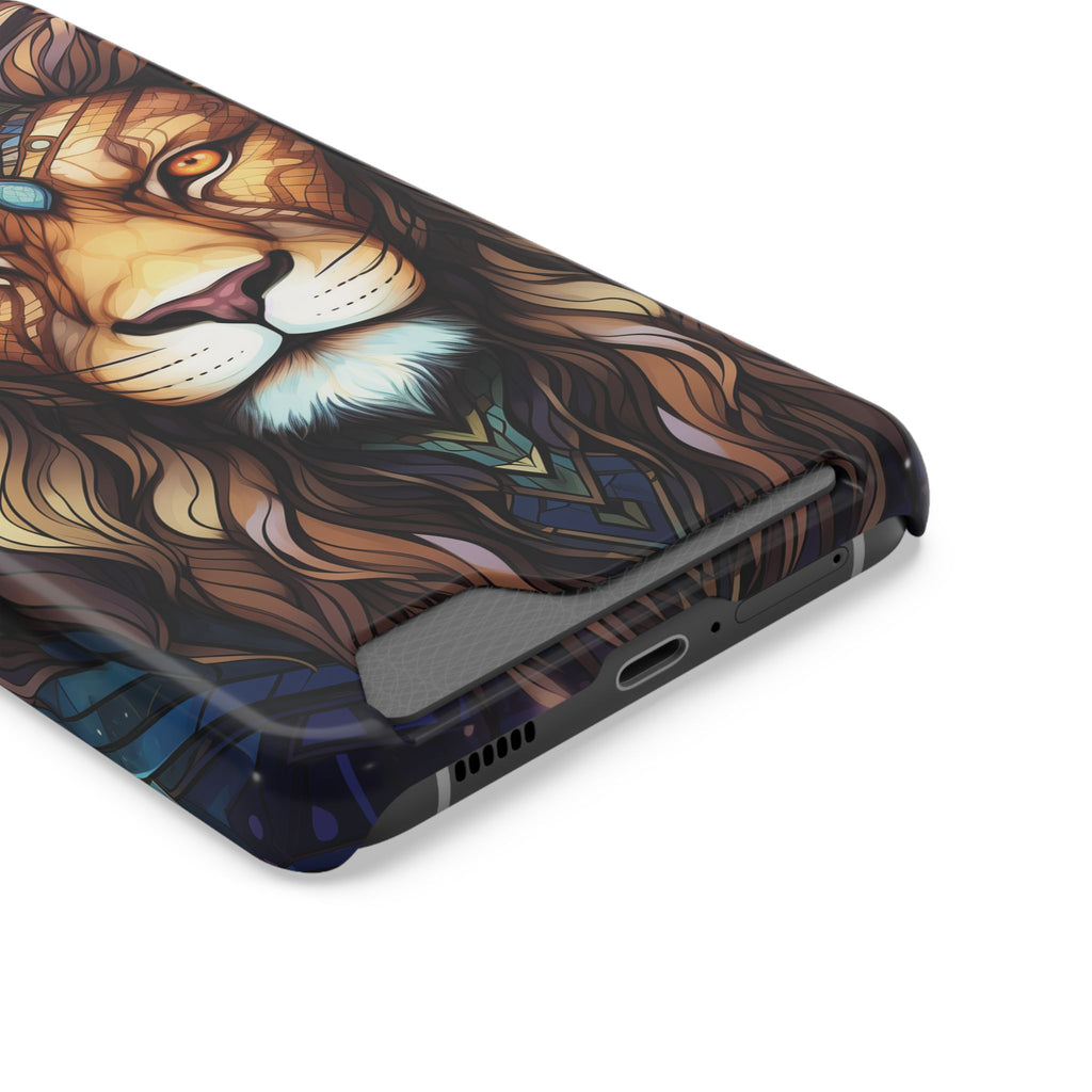 Lion Mandala Phone Case with Card Holder — Protective Wallet Cover