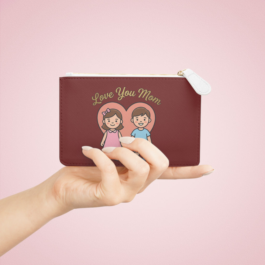Love You Mom Illustration Mini Clutch Bag | Mother's Day Quote Pouch