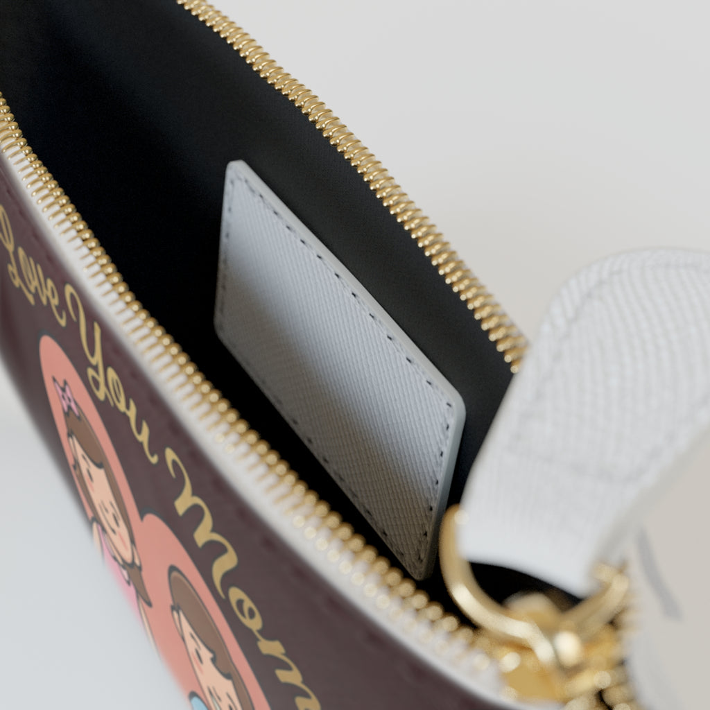 Love You Mom Mini Clutch Bag | Kids Cartoon Heart Pouch | Mother's Day Gift