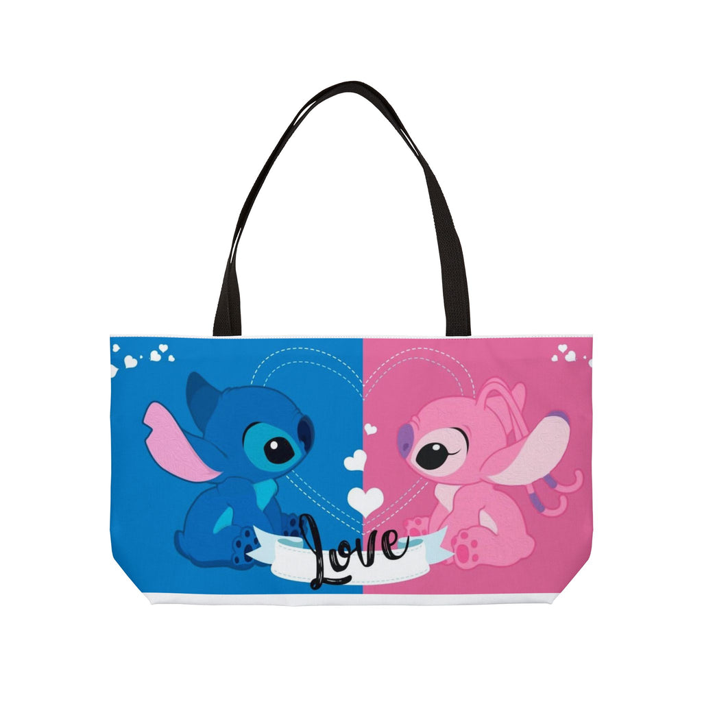 Weekender Tote Bag — Cute Blue & Pink Stitch Love Design