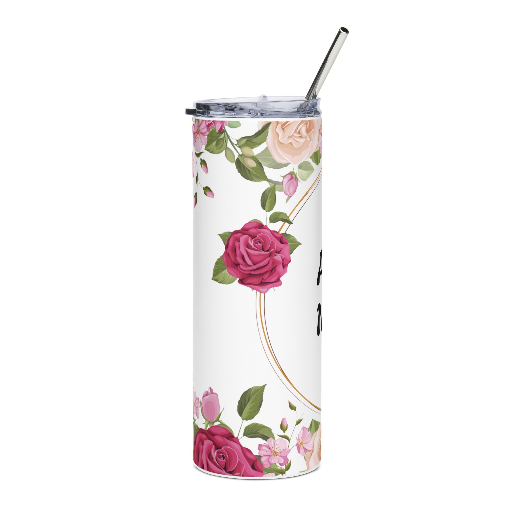 Personalized Floral Tumbler | 20oz Stainless Steel Insulated Travel Cup
