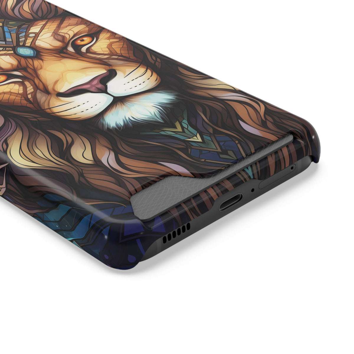 Lion Mandala Phone Case with Card Holder — Protective Wallet Cover