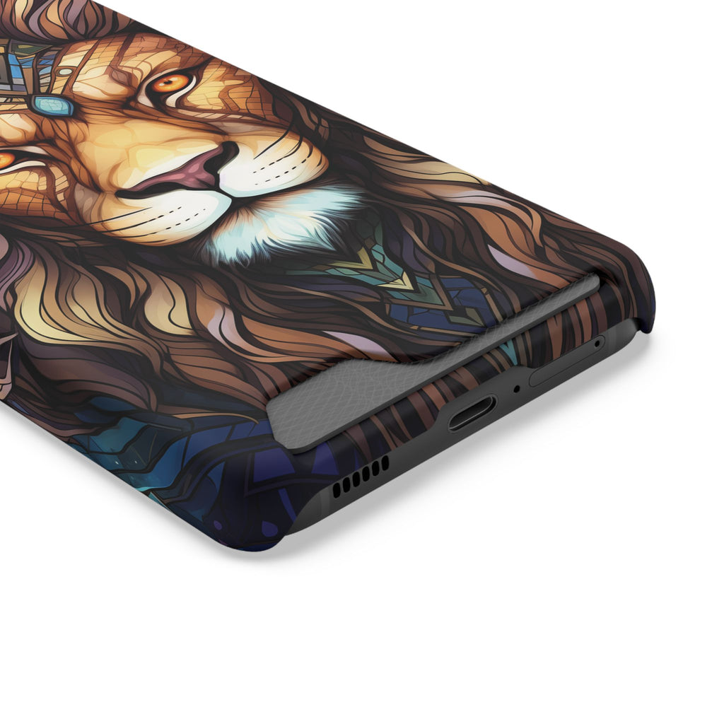 Lion Mandala Phone Case with Card Holder — Protective Wallet Cover