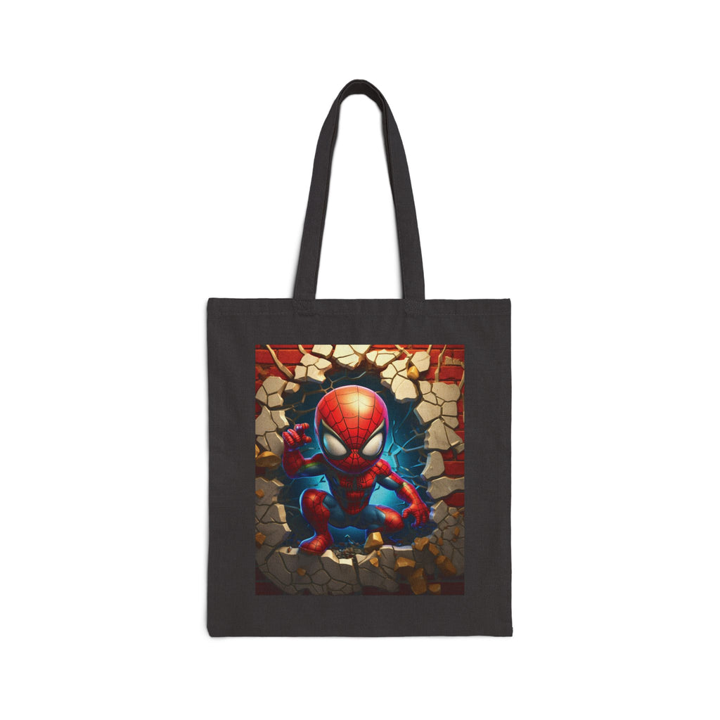 Spidey Wall-Break Canvas Tote Bag — Cute Superhero Shopper