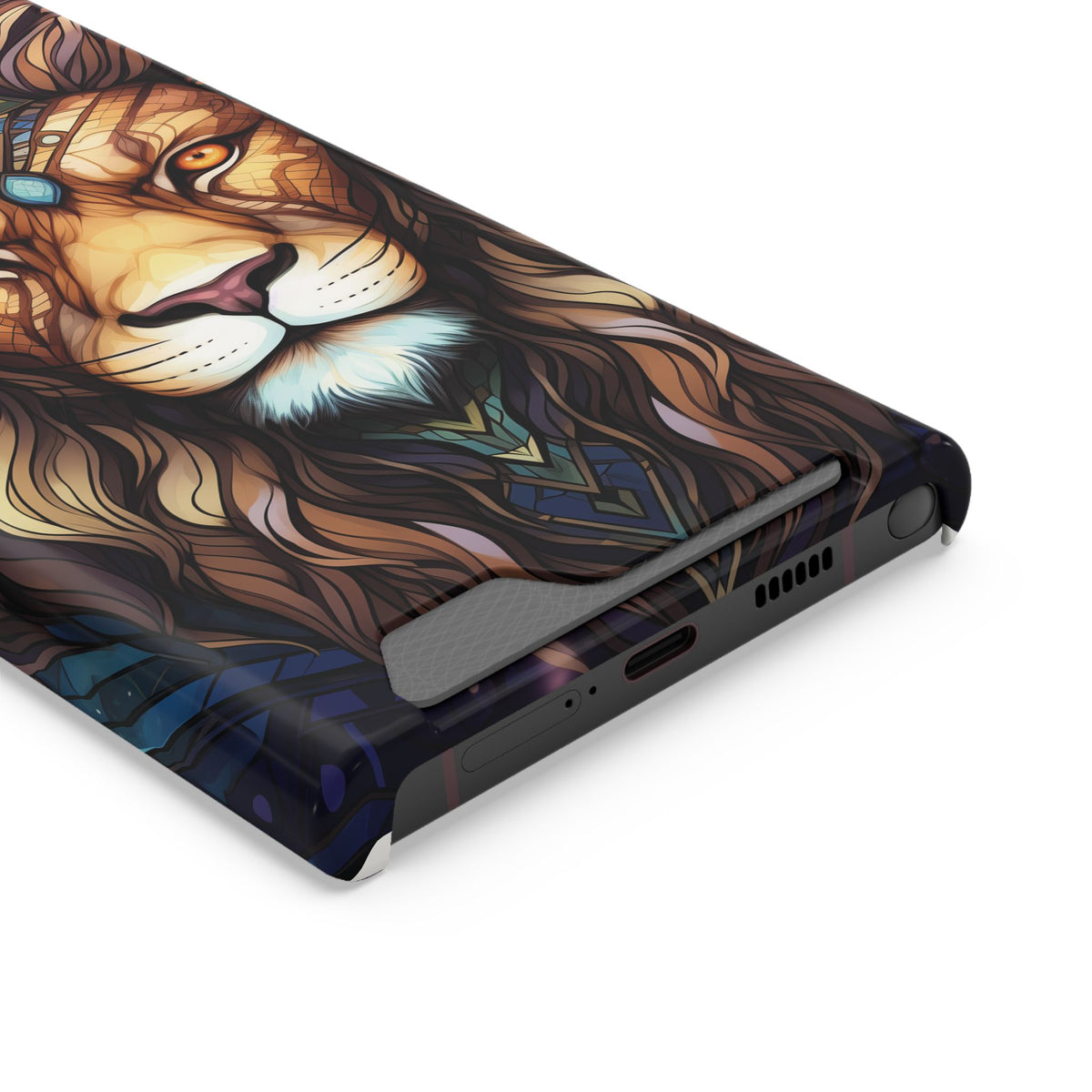 Lion Mandala Phone Case with Card Holder — Protective Wallet Cover