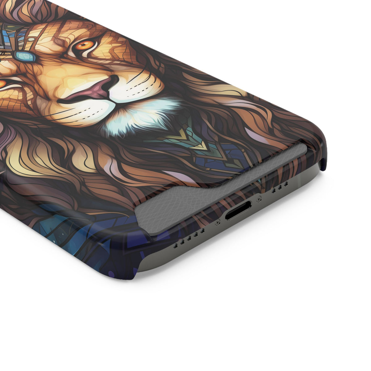 Lion Mandala Phone Case with Card Holder — Protective Wallet Cover