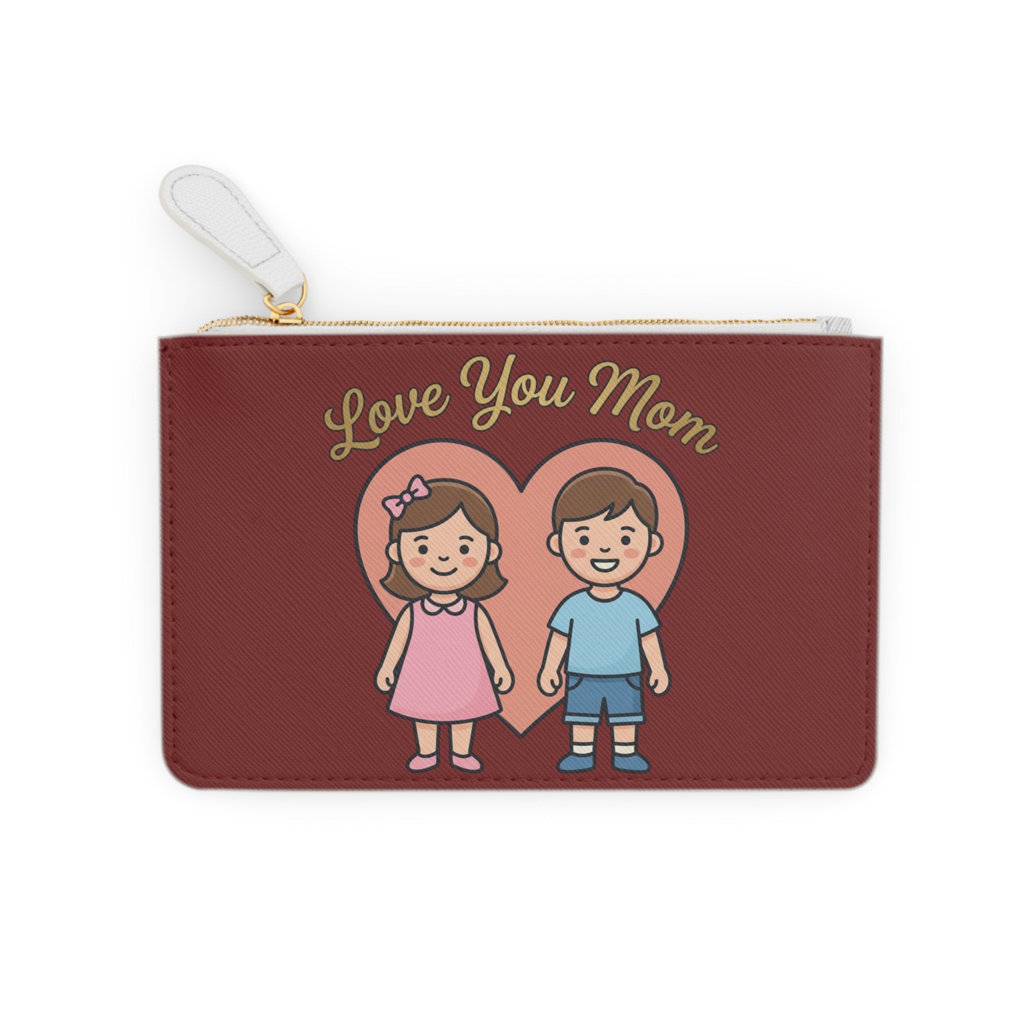 Love You Mom Illustration Mini Clutch Bag | Mother's Day Quote Pouch