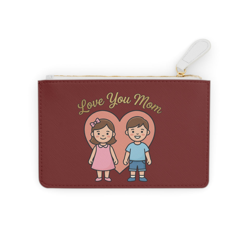 Love You Mom Illustration Mini Clutch Bag | Mother's Day Quote Pouch