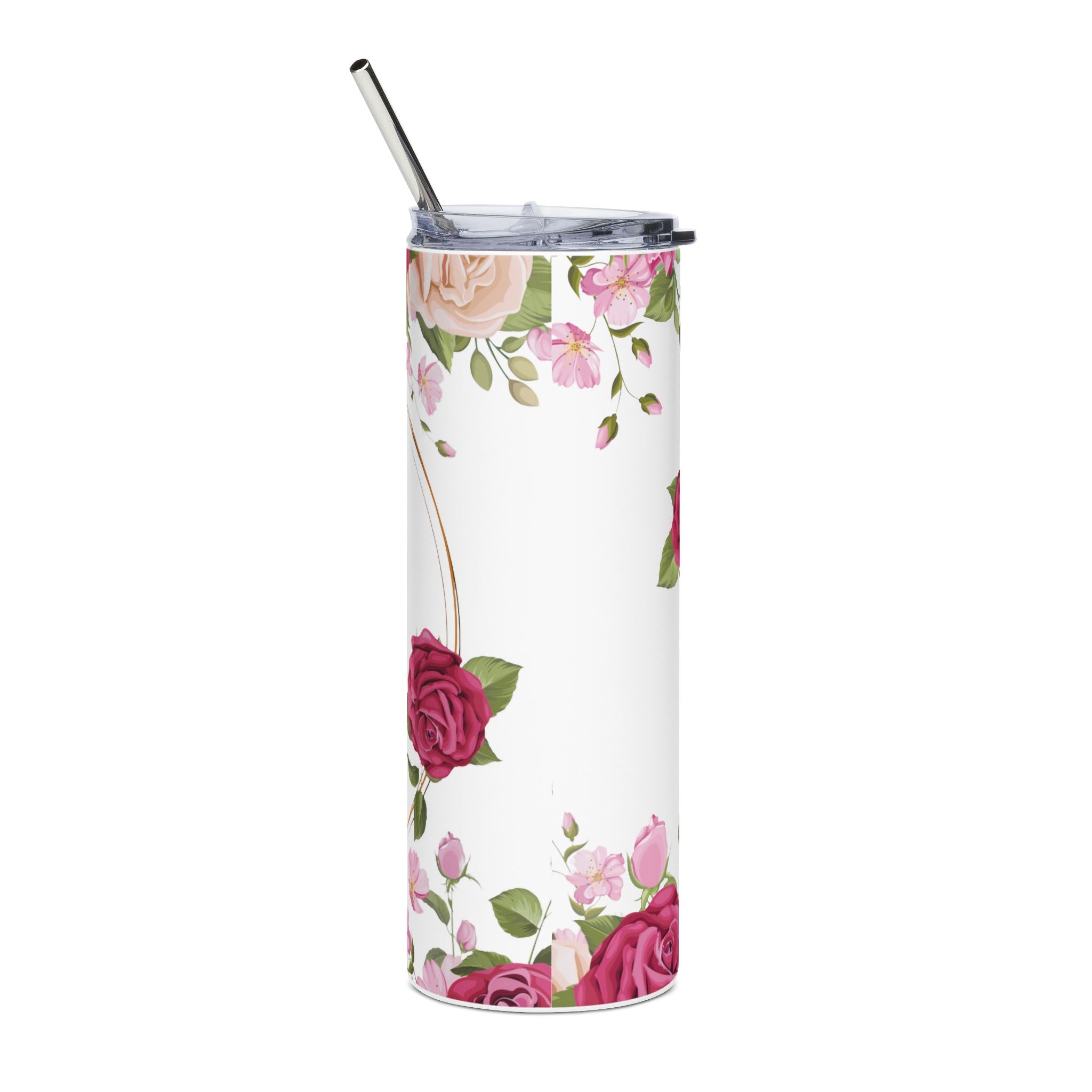 Personalized Floral Tumbler | 20oz Stainless Steel Insulated Travel Cup