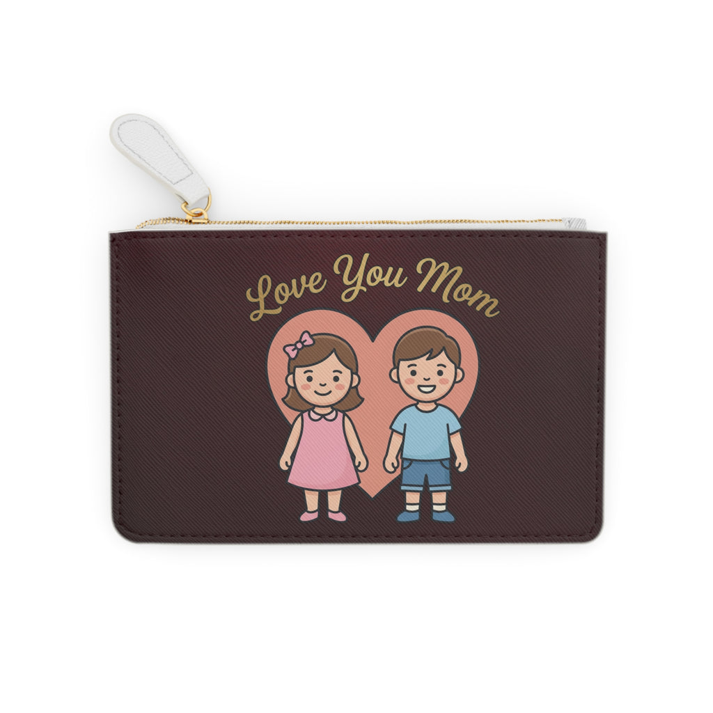 Love You Mom Mini Clutch Bag | Kids Cartoon Heart Pouch | Mother's Day Gift