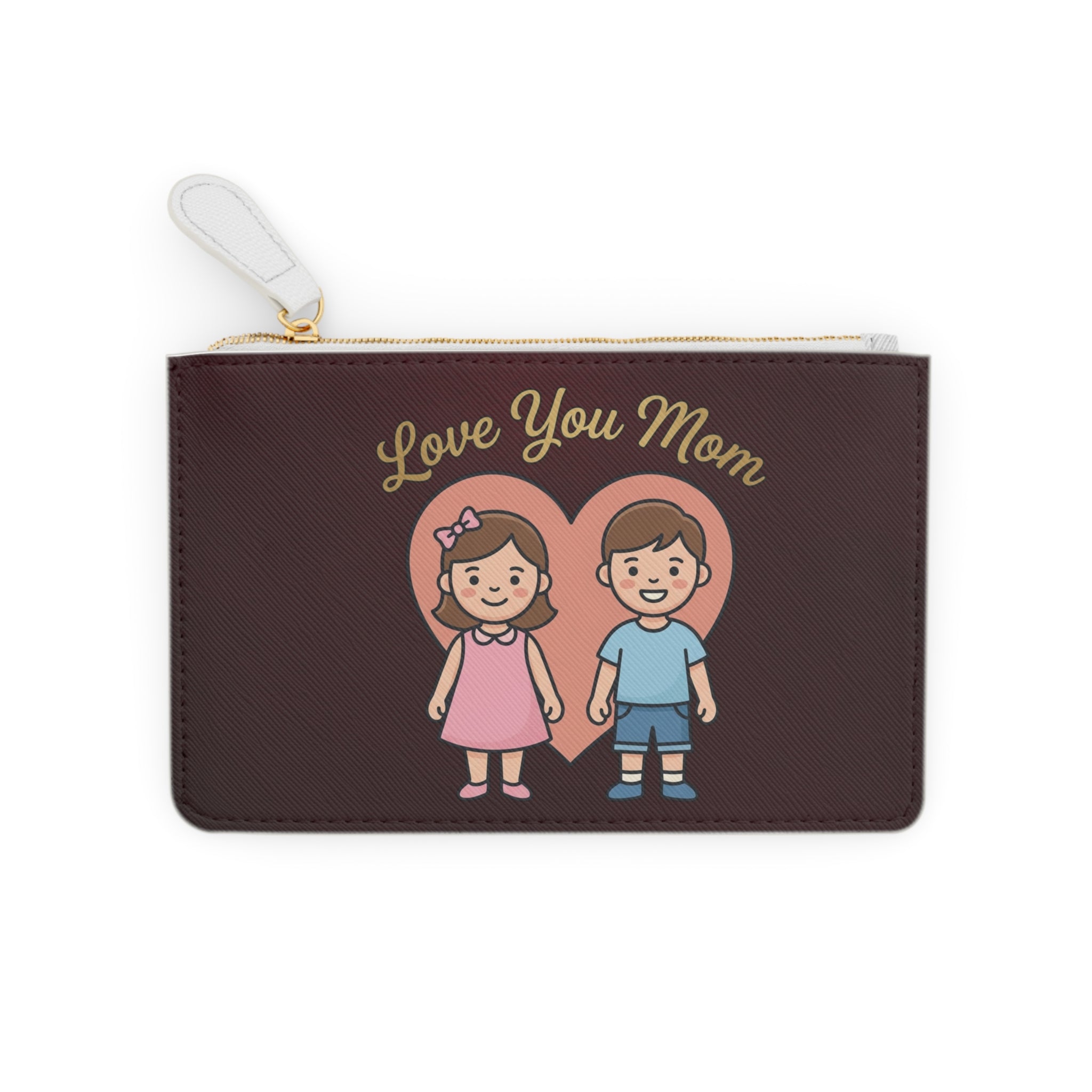Love You Mom Mini Clutch Bag | Kids Cartoon Heart Pouch | Mother's Day Gift