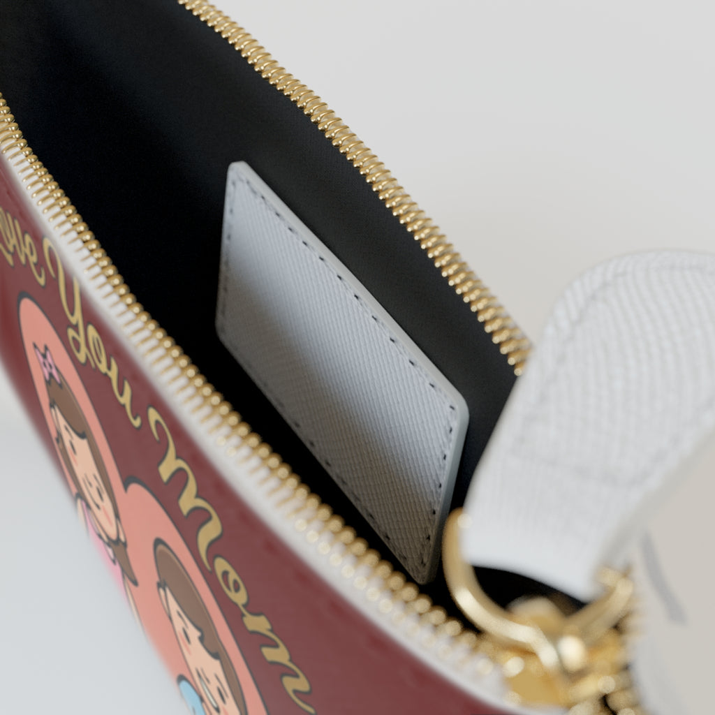 Love You Mom Illustration Mini Clutch Bag | Mother's Day Quote Pouch