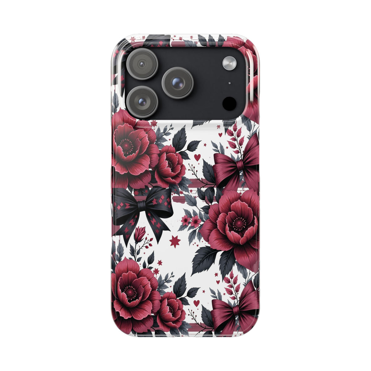 Slim Phone Case — Vintage Burgundy Rose Floral with Bows