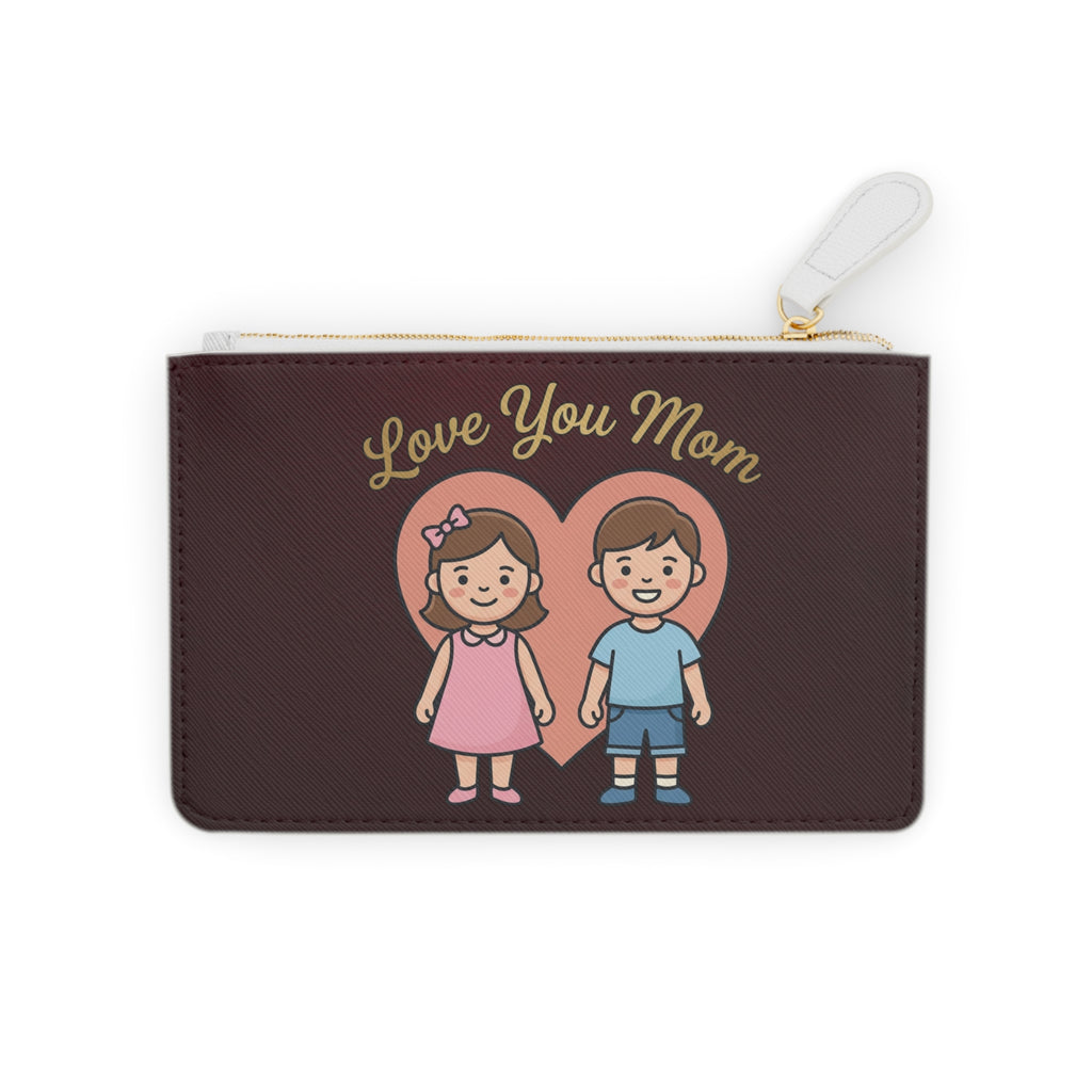 Love You Mom Mini Clutch Bag | Kids Cartoon Heart Pouch | Mother's Day Gift