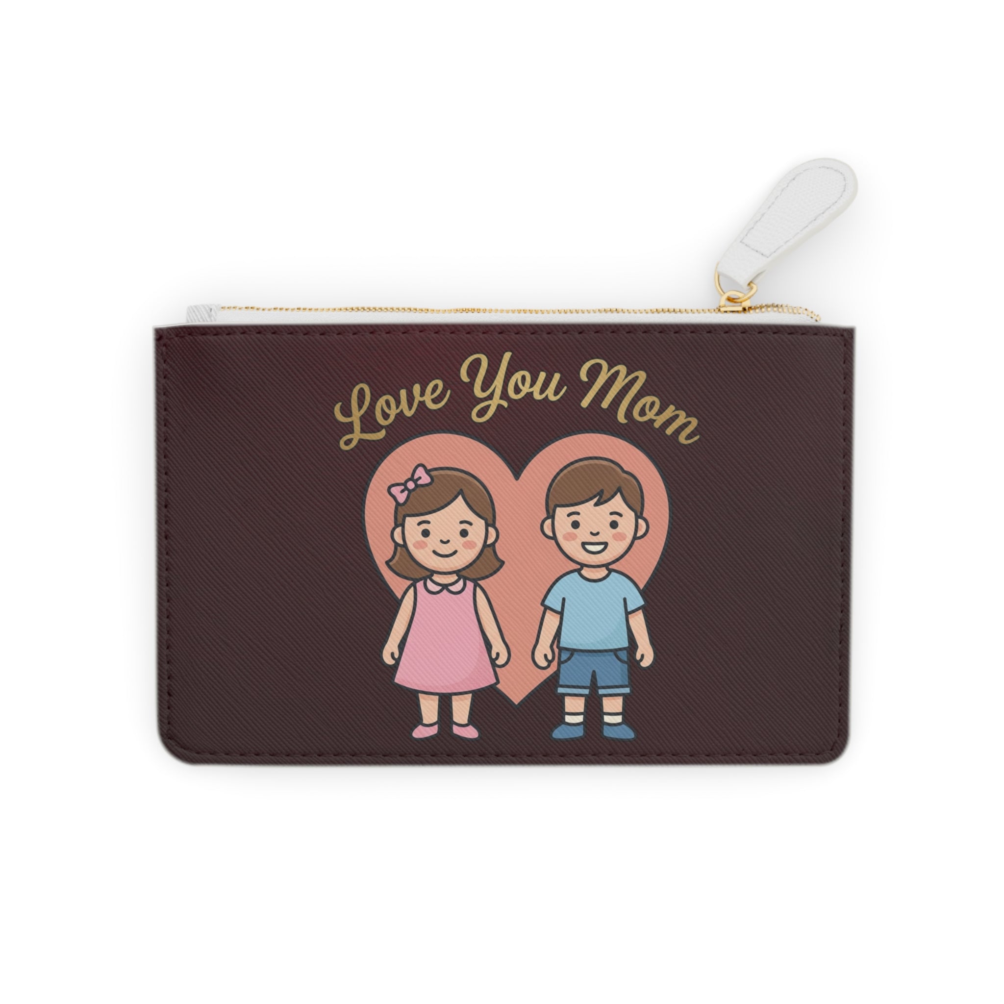 Love You Mom Mini Clutch Bag | Kids Cartoon Heart Pouch | Mother's Day Gift