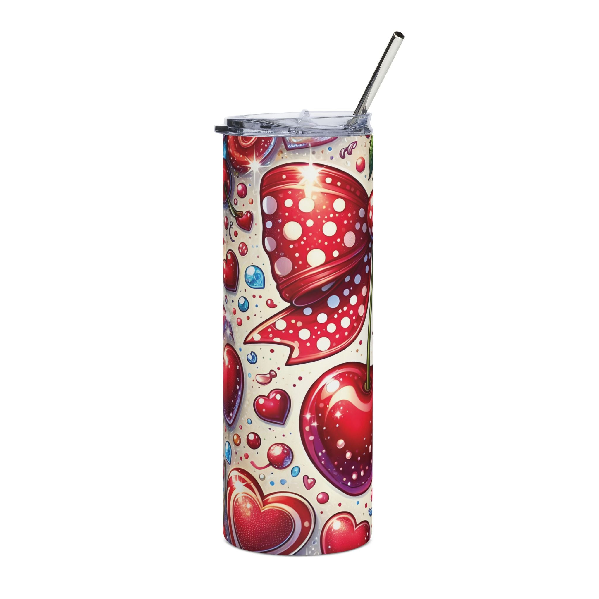 Cherry Bow Pattern Tumbler | 20oz Stainless Steel Skinny Tumbler