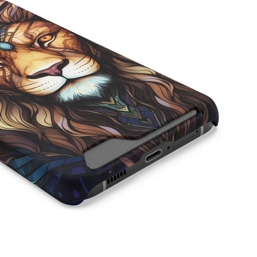 Lion Mandala Phone Case with Card Holder — Protective Wallet Cover