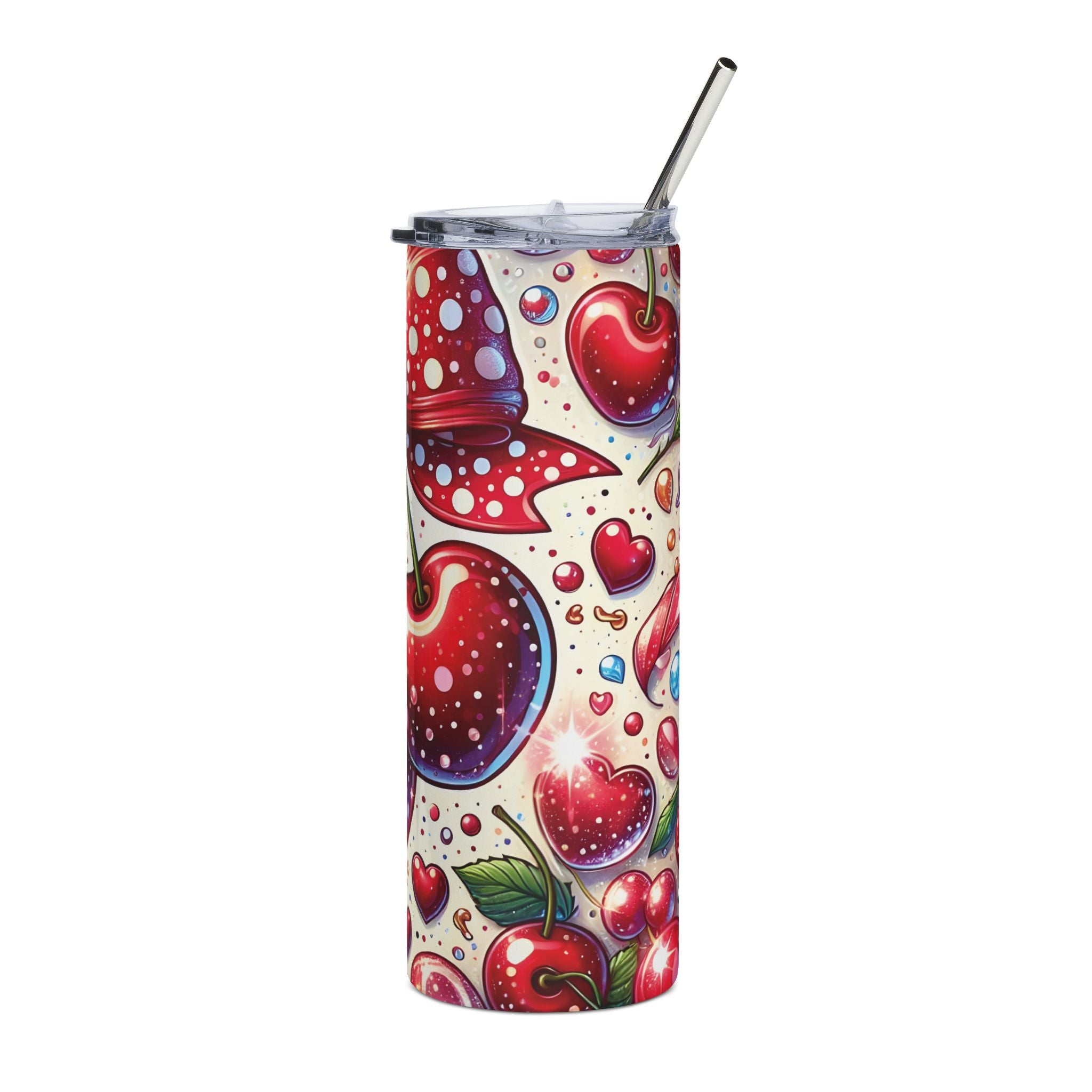 Cherry Bow Pattern Tumbler | 20oz Stainless Steel Skinny Tumbler