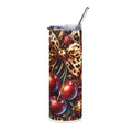 Cherry & Leopard Bow Tumbler | 20oz Personalized Stainless Steel Cup