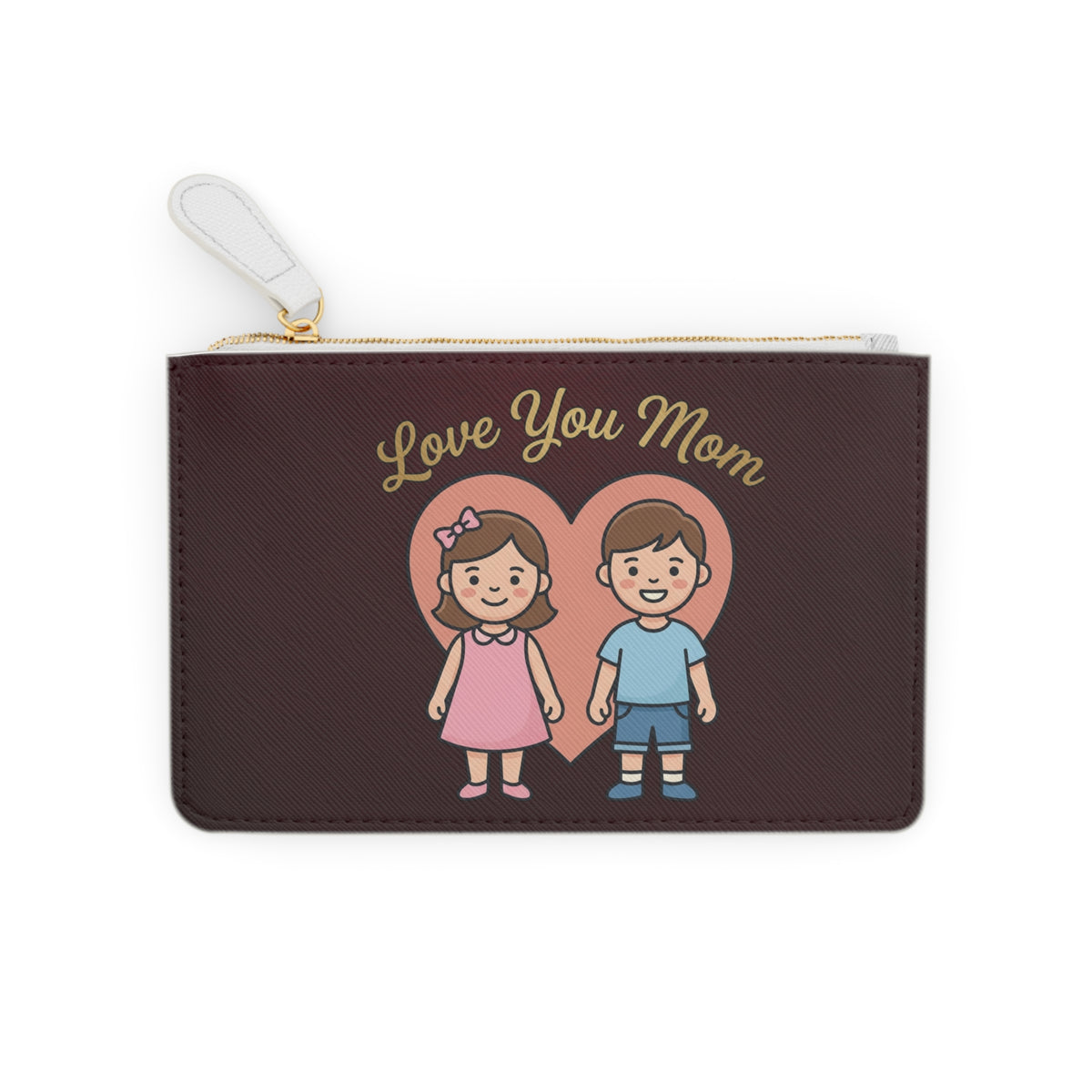 Love You Mom Mini Clutch Bag | Kids Cartoon Heart Pouch | Mother's Day Gift