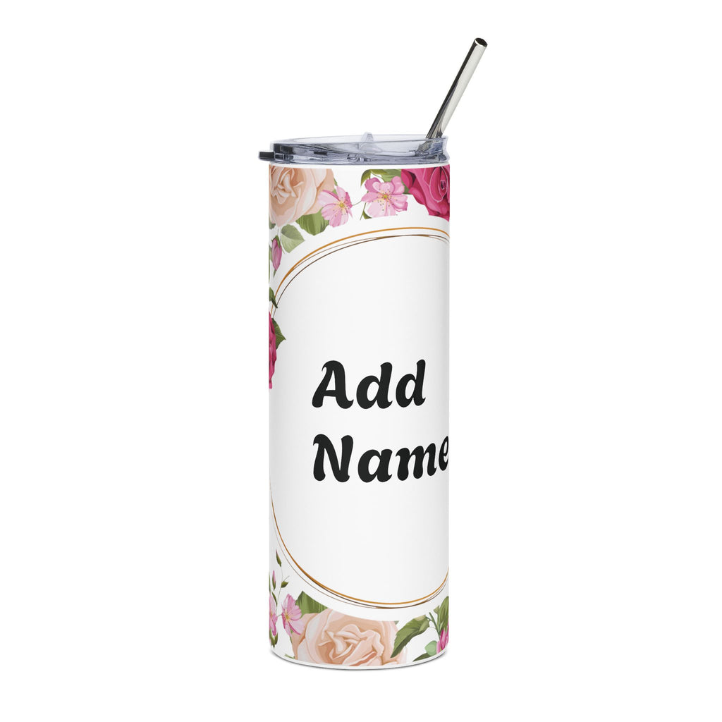Personalized Floral Tumbler | 20oz Stainless Steel Insulated Travel Cup