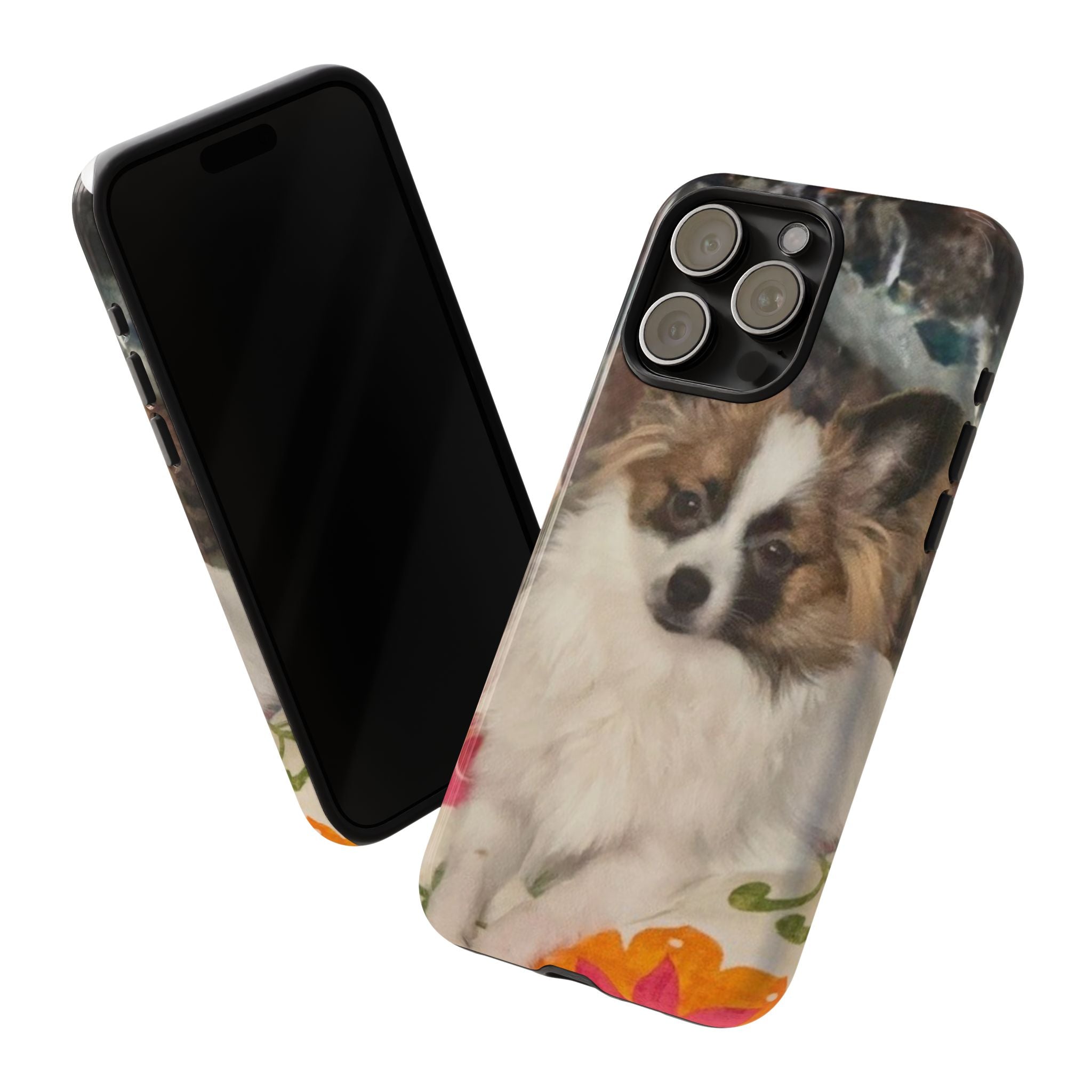 Fluffy Papillon Dog Phone Case | Custom Pet Portrait iPhone Cover