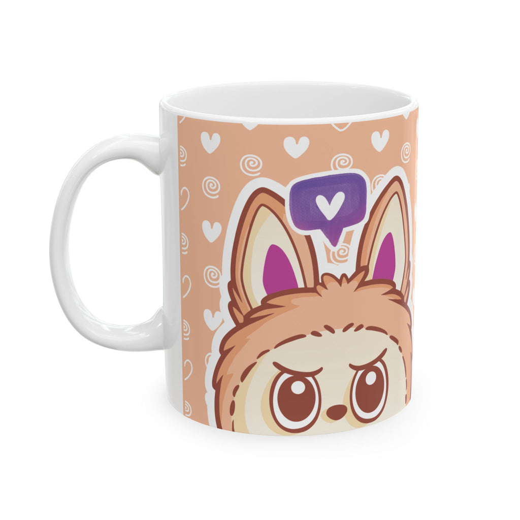 Cute La BUBU Ceramic Mug – Add Your Name, Heart Pattern Coffee Cup (11oz/15oz)